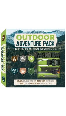 Outdoor Adventure Pack : Survival Tips and Tricks for Enthusiasts - Contains a Paracord Bracelet, 10-in-1 Multi-tool, Flint-striker, Compass, Stickers, Reflective Sheet, and a 48-page Book